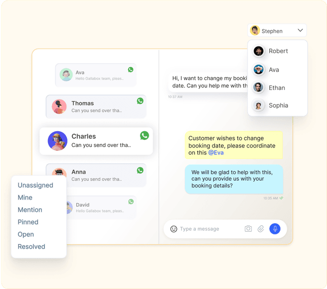 One WhatsApp account, multiple team members